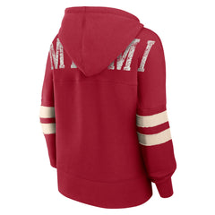 Miami Heat Women's Bold Move Dolman V-Neck High Hip Hoodie Red | Fanatics US