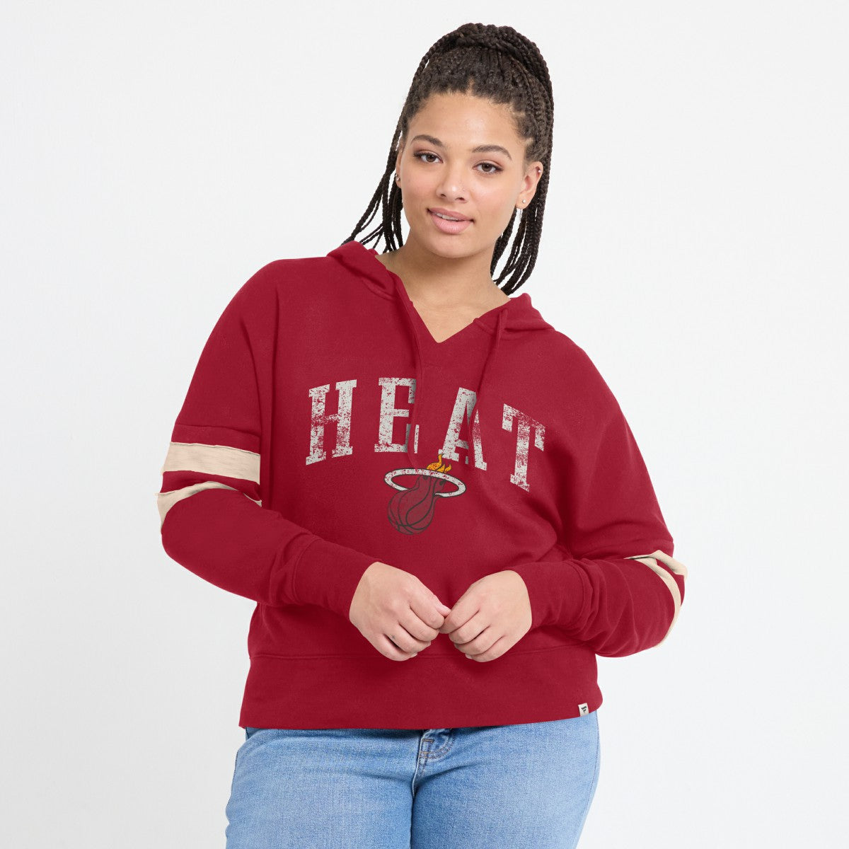 Miami Heat Women's Bold Move Dolman V-Neck High Hip Hoodie Red | Fanatics US