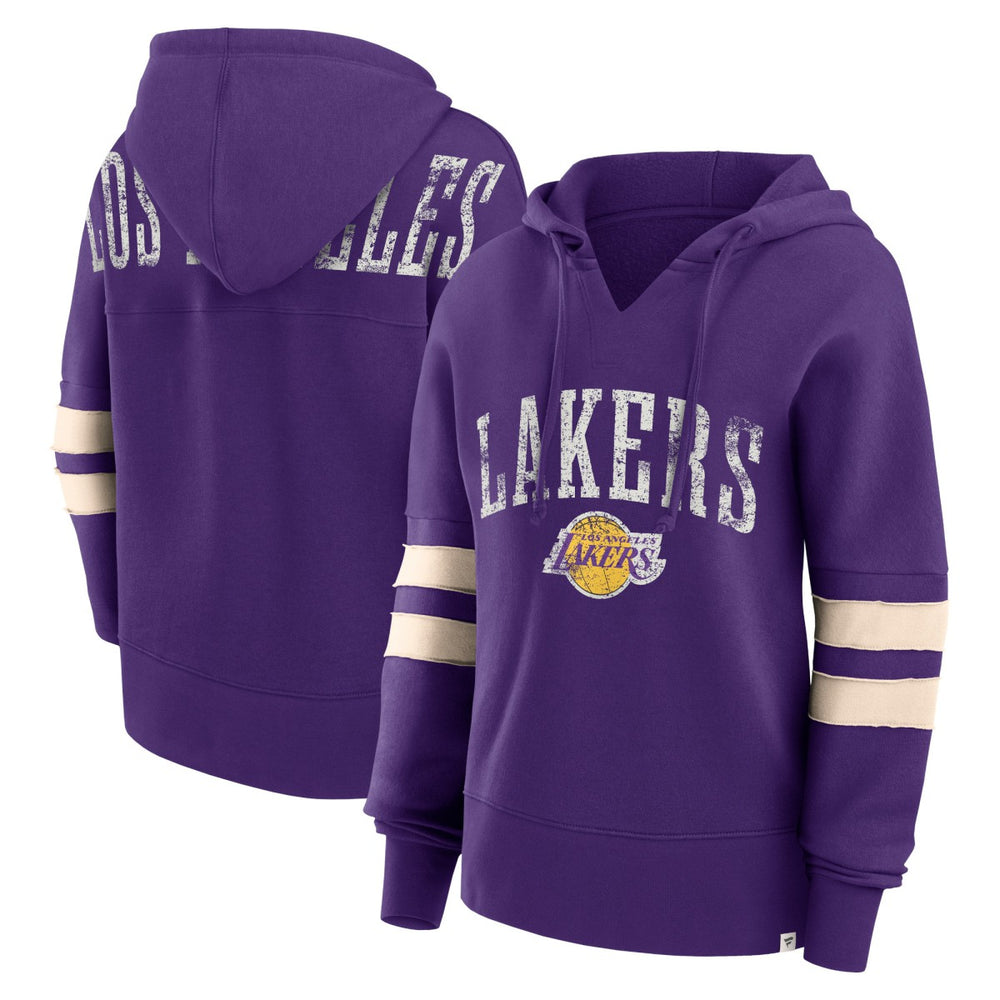 Los Angeles Lakers Women's Bold Move Dolman V-Neck High Hip Hoodie Purple | Fanatics US