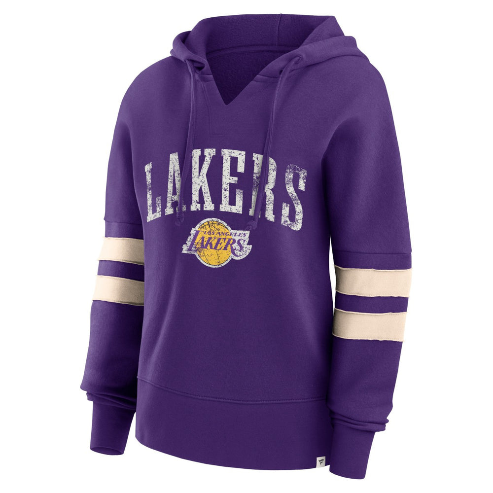 Los Angeles Lakers Women's Bold Move Dolman V-Neck High Hip Hoodie Purple | Fanatics US