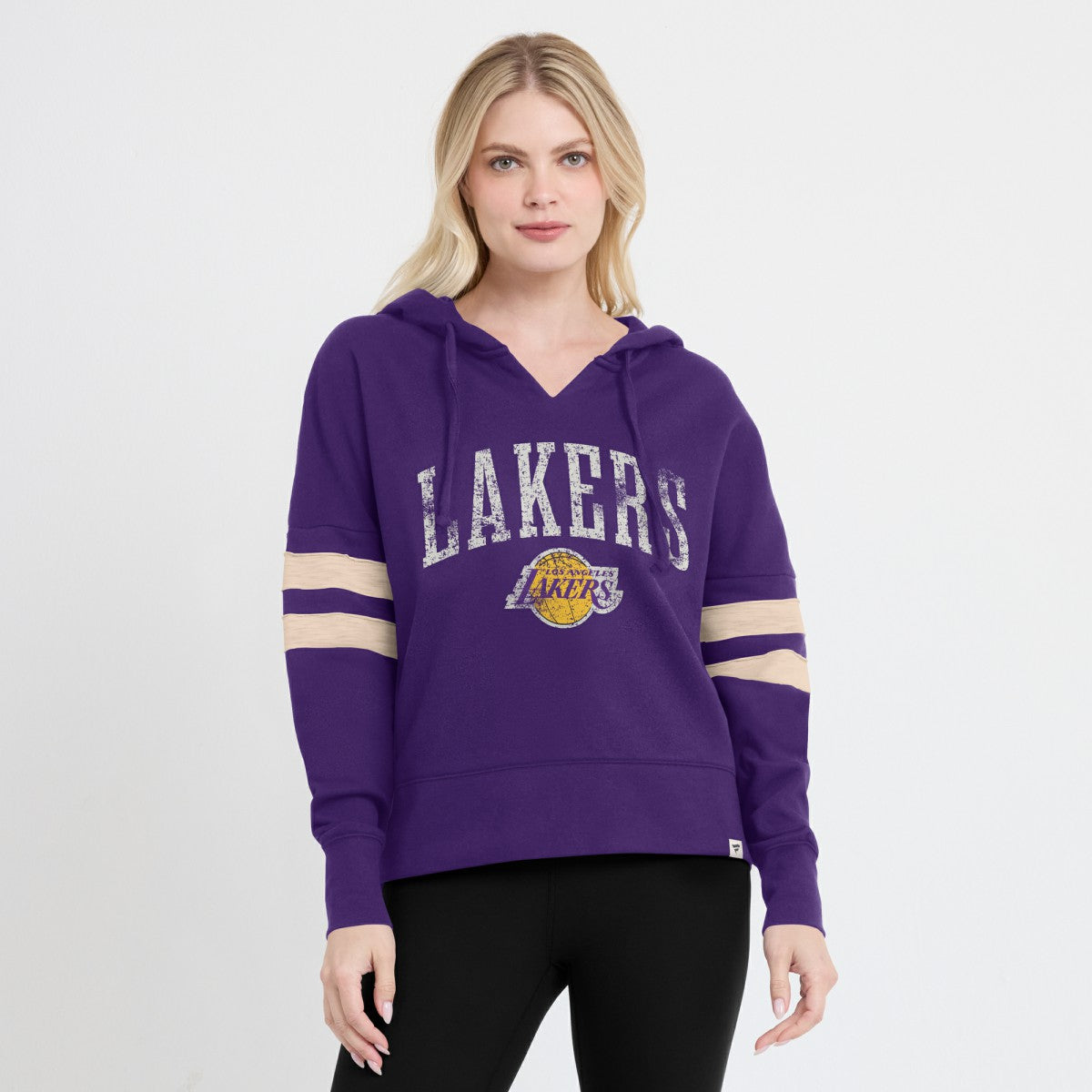 Los Angeles Lakers Women's Bold Move Dolman V-Neck High Hip Hoodie Purple | Fanatics US