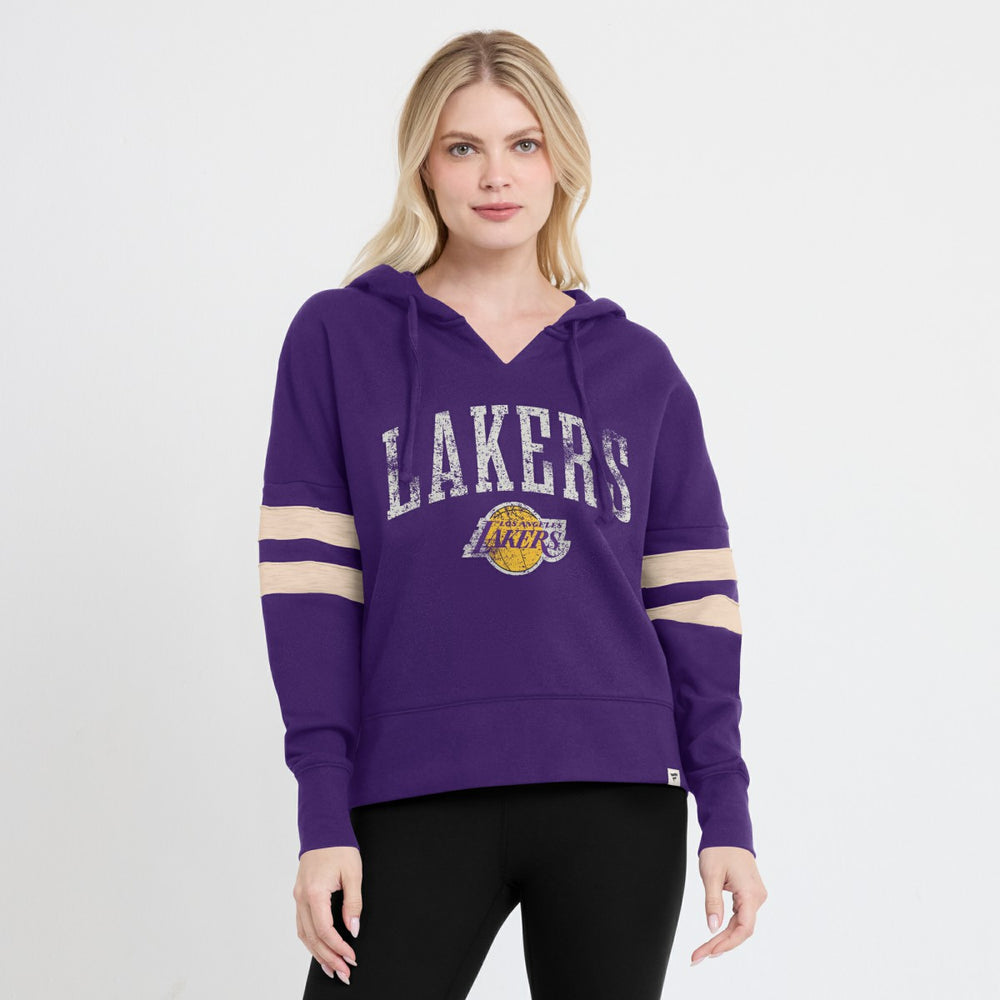 Los Angeles Lakers Women's Bold Move Dolman V-Neck High Hip Hoodie Purple | Fanatics US
