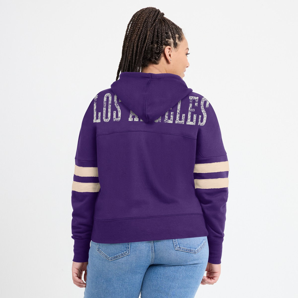Los Angeles Lakers Women's Bold Move Dolman V-Neck High Hip Hoodie Purple | Fanatics US