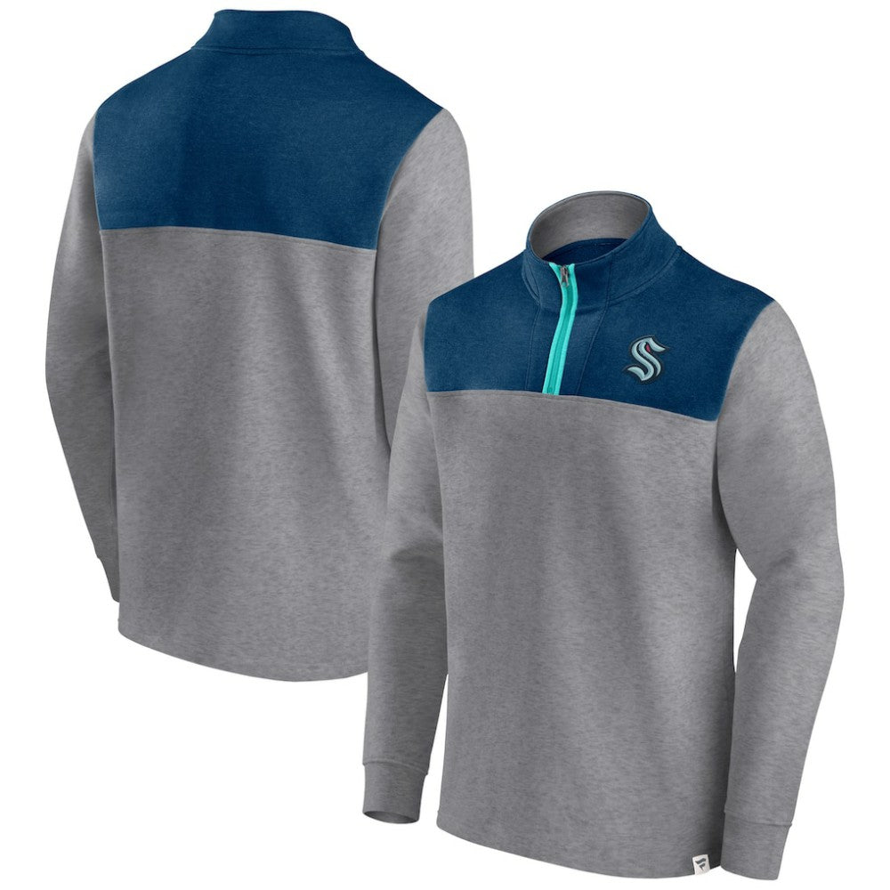 Seattle Kraken Fanatics Launch It Quarter-Zip Jacket - Heather Gray - NHL 5249335