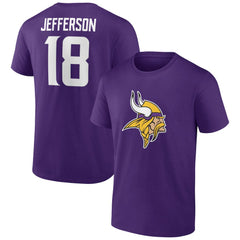 Justin Jefferson Minnesota Vikings Icon Player Name & Number T-Shirt Purple