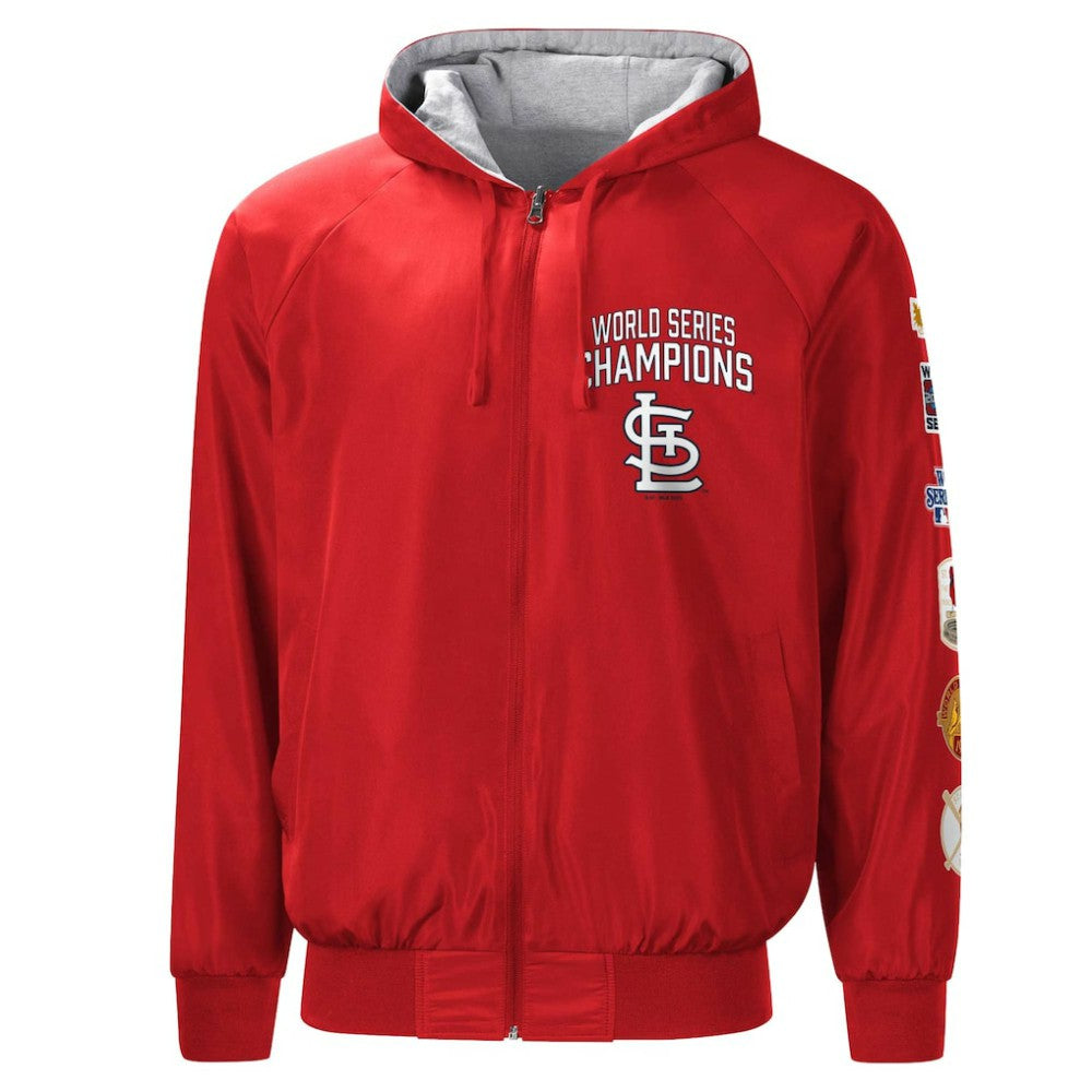 St. Louis Cardinals G-III Sports by Carl Banks Southpaw Reversible Raglan Hoodie Full-Zip Jacket - Red/Heather Gray - MLB Sale