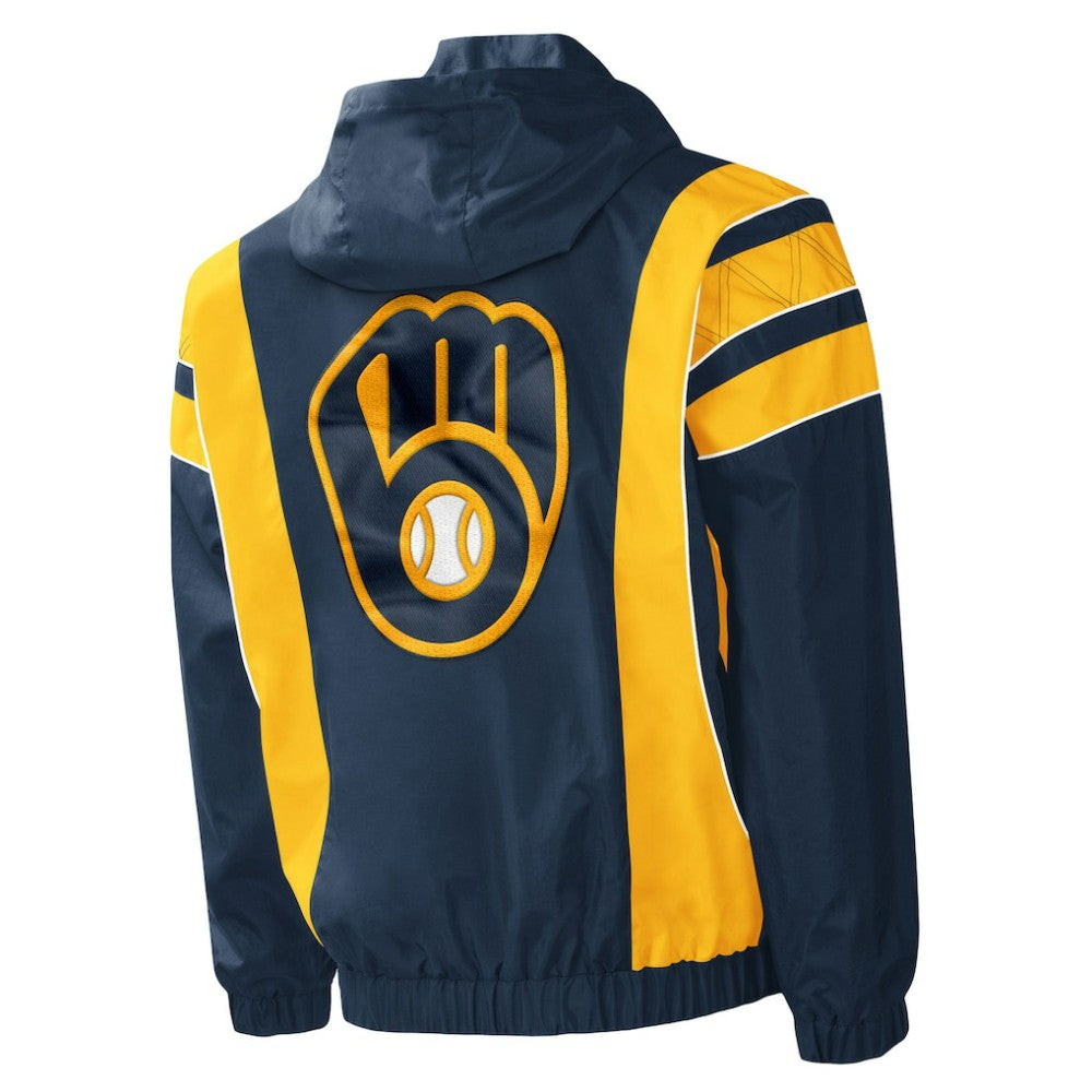 Milwaukee Brewers Starter Impact Hoodie Half-Zip Jacket - Navy - MLB Online