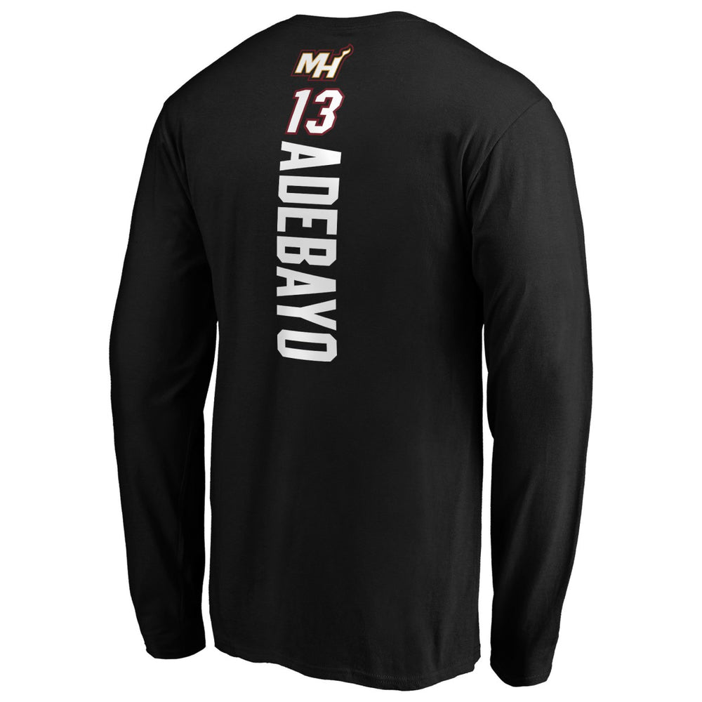 Bam Adebayo Miami Heat Playmaker Team Name & Number Long Sleeve T-Shirt Black