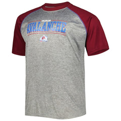 Nathan MacKinnon Colorado Avalanche Fanatics Big & Tall Contrast Raglan Name & Number T-Shirt - Heather Gray/Burgundy - NHL 5254135