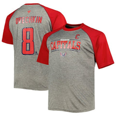 Alexander Ovechkin Washington Capitals Fanatics Big & Tall Captain Patch Contrast Raglan Name & Number T-Shirt - Heather Gray/Red - NHL 5254138