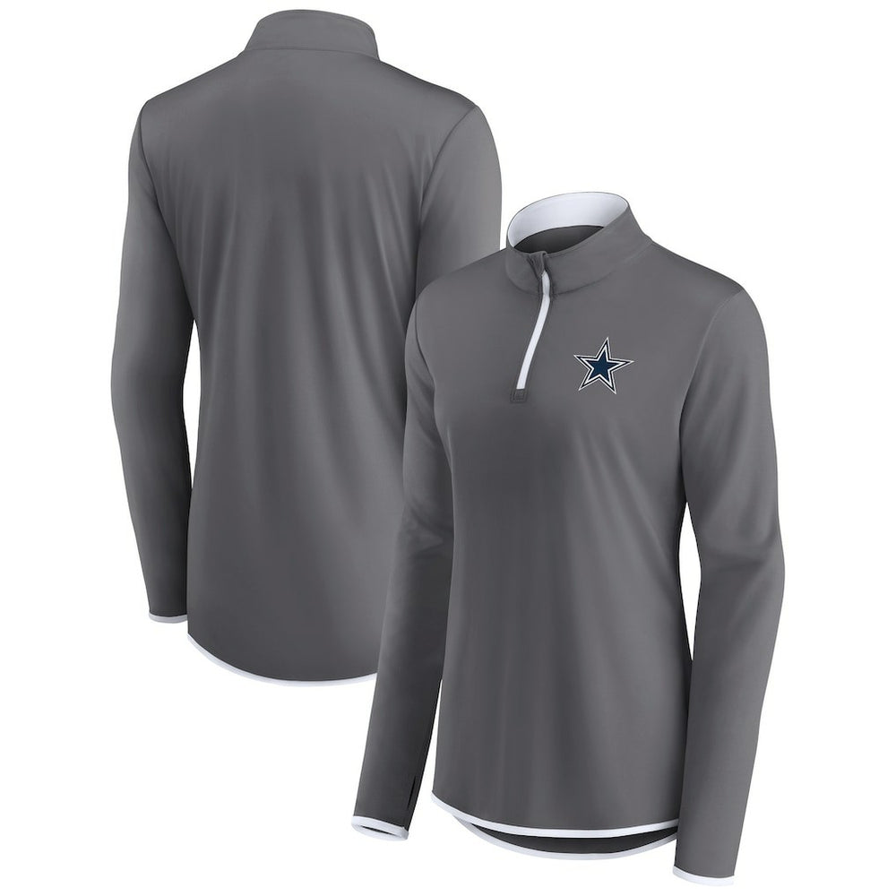 Fanatics Dallas Cowboys Women's Corner Long Sleeve 1/4 Zip Top Gray