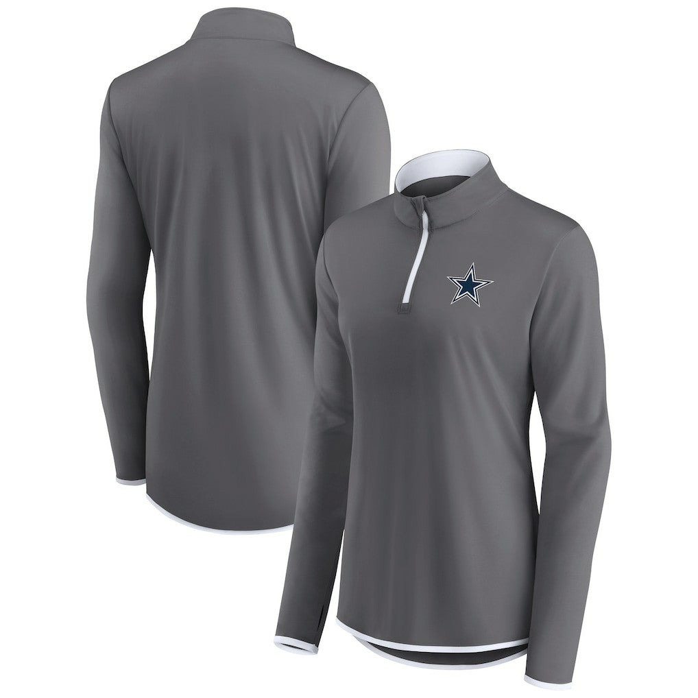 Fanatics Dallas Cowboys Women's Corner Long Sleeve 1/4 Zip Top Gray