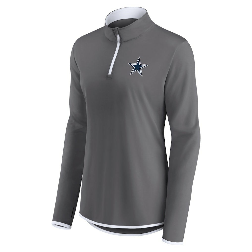Fanatics Dallas Cowboys Women's Corner Long Sleeve 1/4 Zip Top Gray