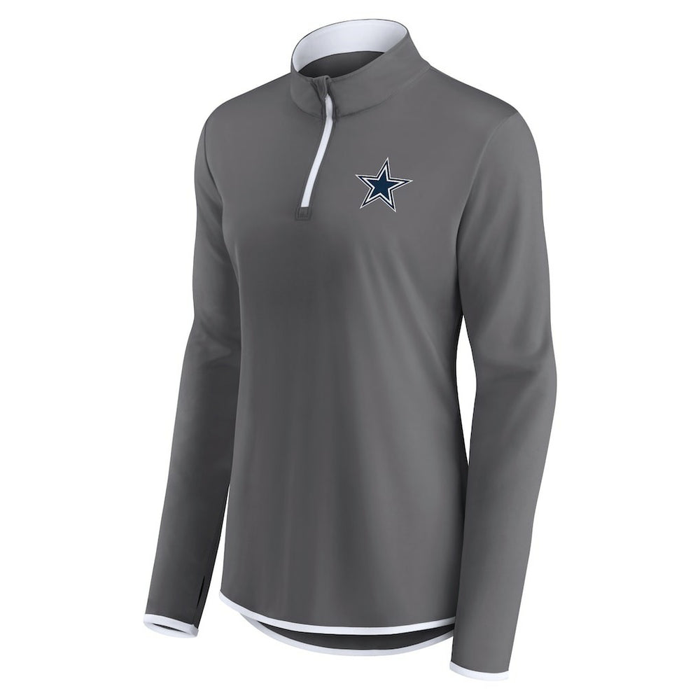 Fanatics Dallas Cowboys Women's Corner Long Sleeve 1/4 Zip Top Gray