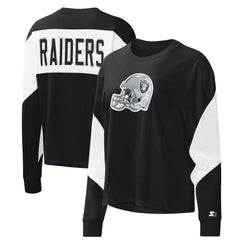 Las Vegas Raiders Starter Women's Insight Crop Tri-Blend Long Sleeve T-Shirt Black