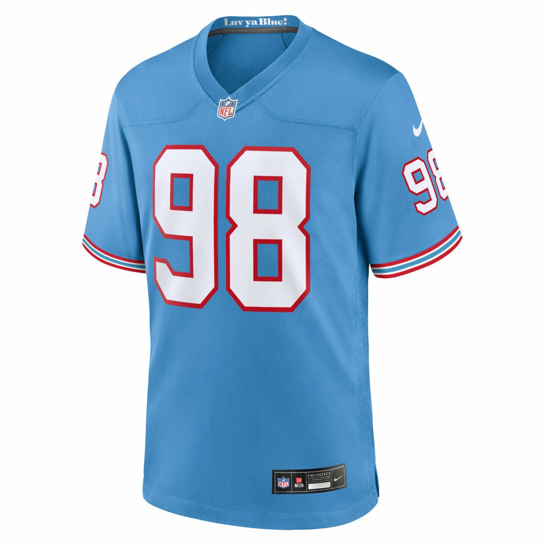 Nike Jeffery Simmons Tennessee Titans Oilers Throwback Alternate Game Player Jersey Light Blue