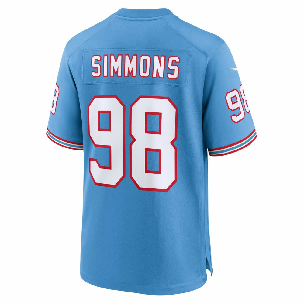 Nike Jeffery Simmons Tennessee Titans Oilers Throwback Alternate Game Player Jersey Light Blue