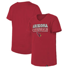 Arizona Cardinals New Era Girls Youth Reverse Sequin V-Neck T-Shirt Cardinal