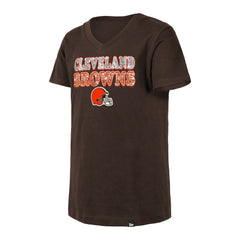 Cleveland Browns New Era Girls Youth Reverse Sequin V-Neck T-Shirt Brown