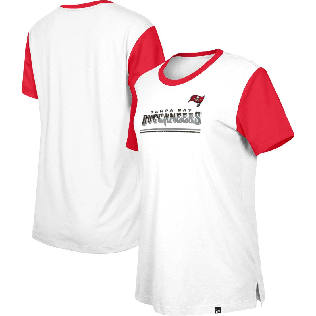 Tampa Bay Buccaneers New Era Women's Third Down Colorblock T-Shirt White/Red