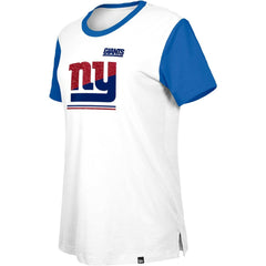 New York Giants New Era Women's Third Down Colorblock T-Shirt White/Royal