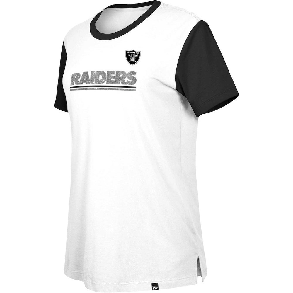 Las Vegas Raiders New Era Women's Third Down Colorblock T-Shirt White/Black