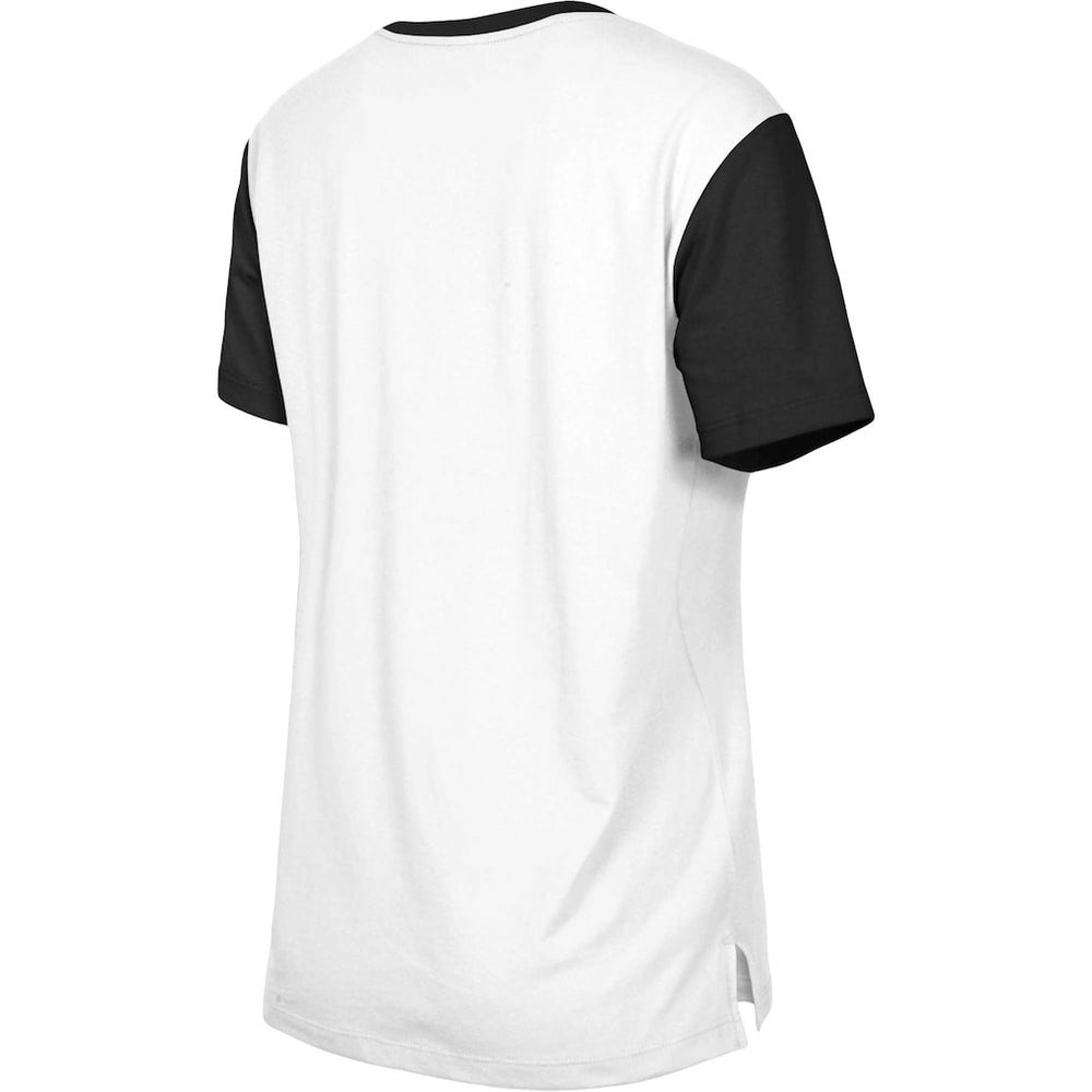 New Orleans Saints New Era Women's Third Down Colorblock T-Shirt White/Black