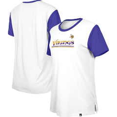 Minnesota Vikings New Era Women's Third Down Colorblock T-Shirt White/Purple