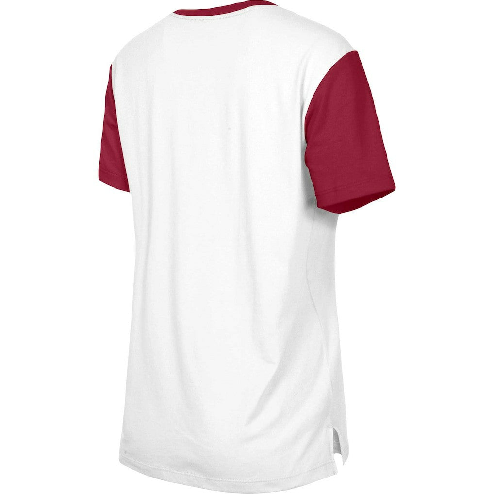 Washington Commanders New Era Women's Third Down Colorblock T-Shirt White/Burgundy