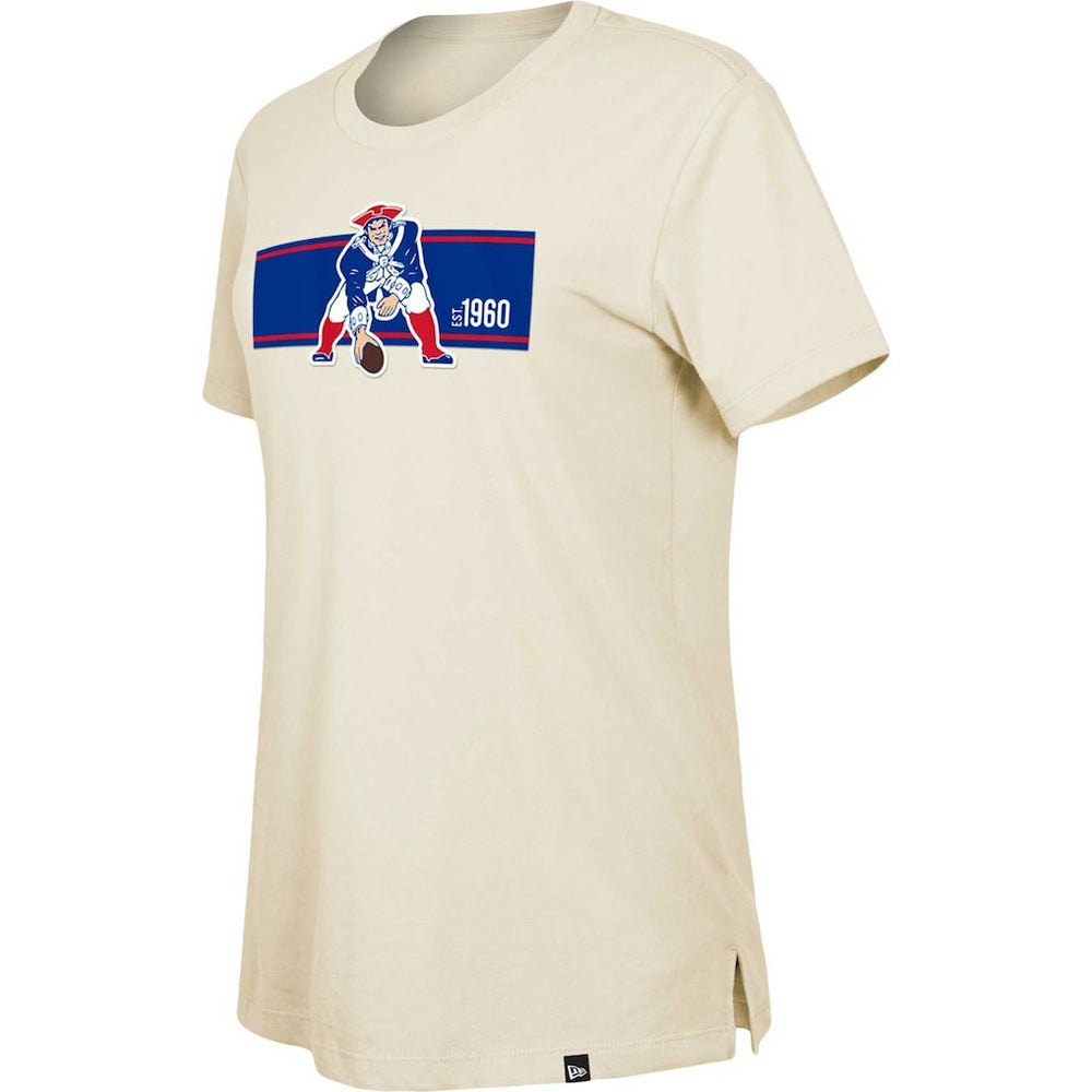 New England Patriots New Era Women's Third Down Historic T-Shirt Tan