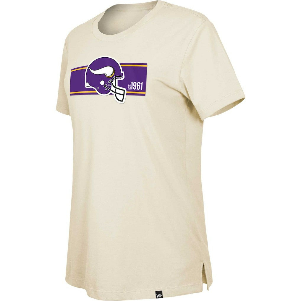 Minnesota Vikings New Era Women's Third Down Historic T-Shirt Tan