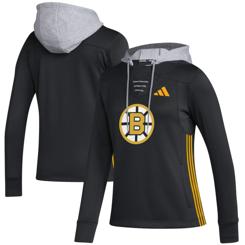 Boston Bruins adidas Women's Refresh Skate Lace AEROREADY Pullover Hoodie - Black - NHL 5260150