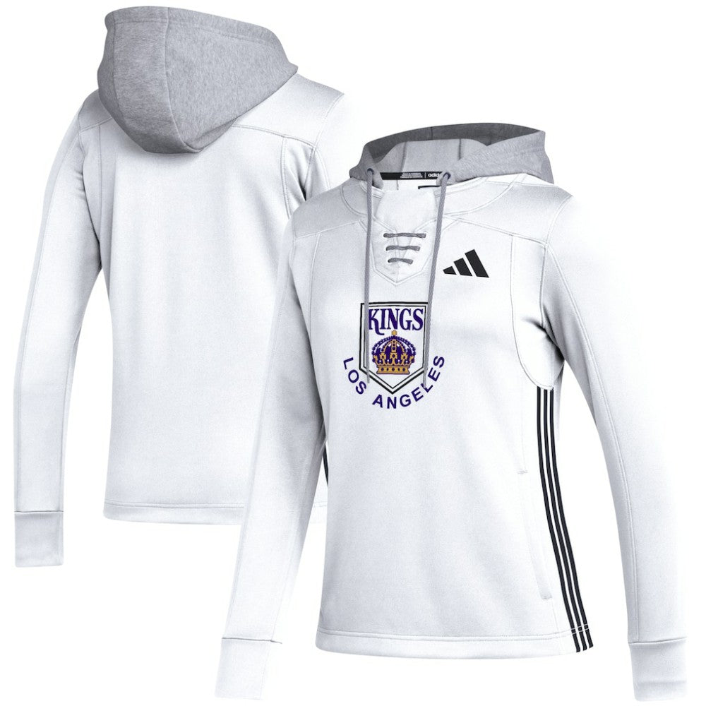 Los Angeles Kings adidas Women's Refresh Skate Lace AEROREADY Pullover Hoodie - White - NHL 5260161