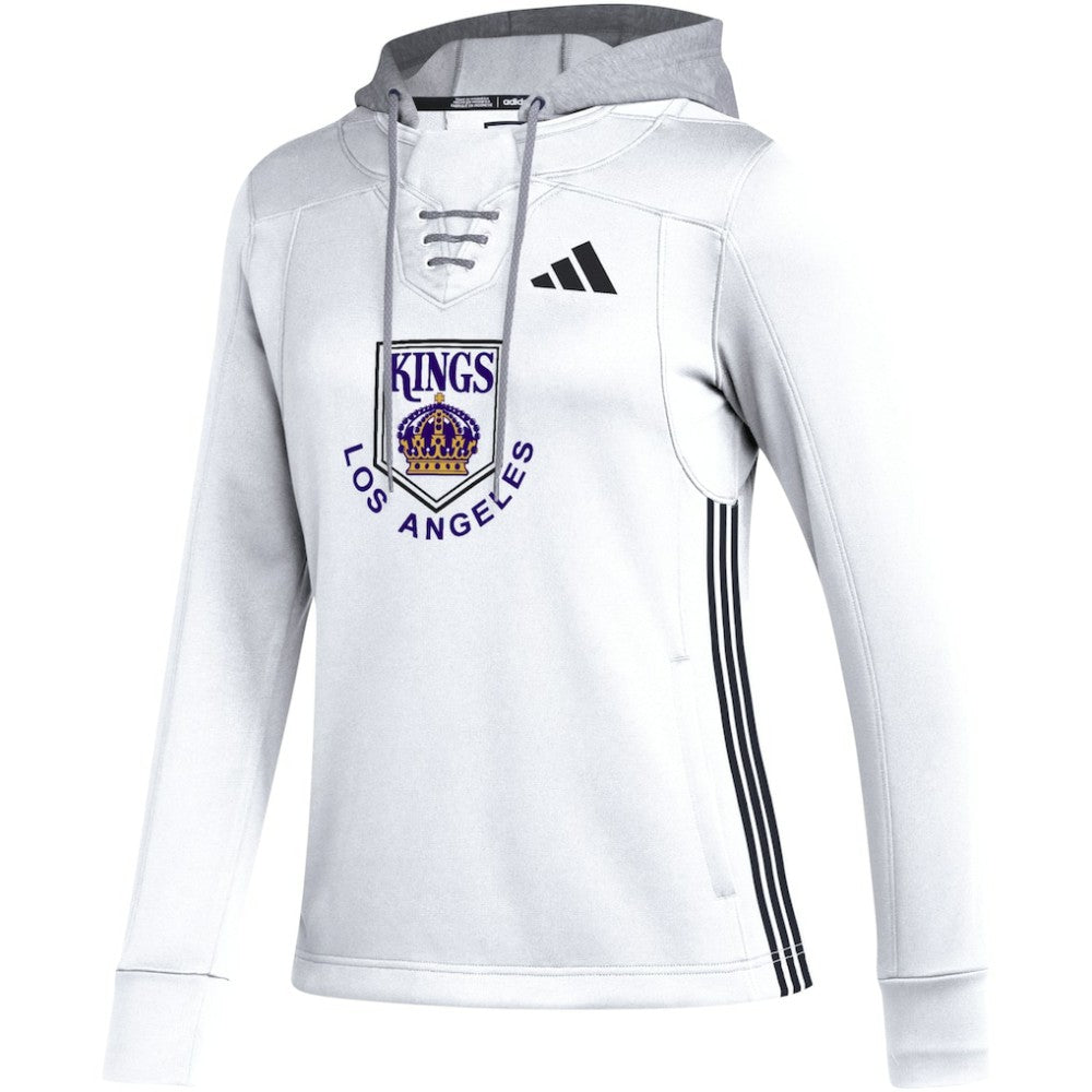 Los Angeles Kings adidas Women's Refresh Skate Lace AEROREADY Pullover Hoodie - White - NHL 5260161