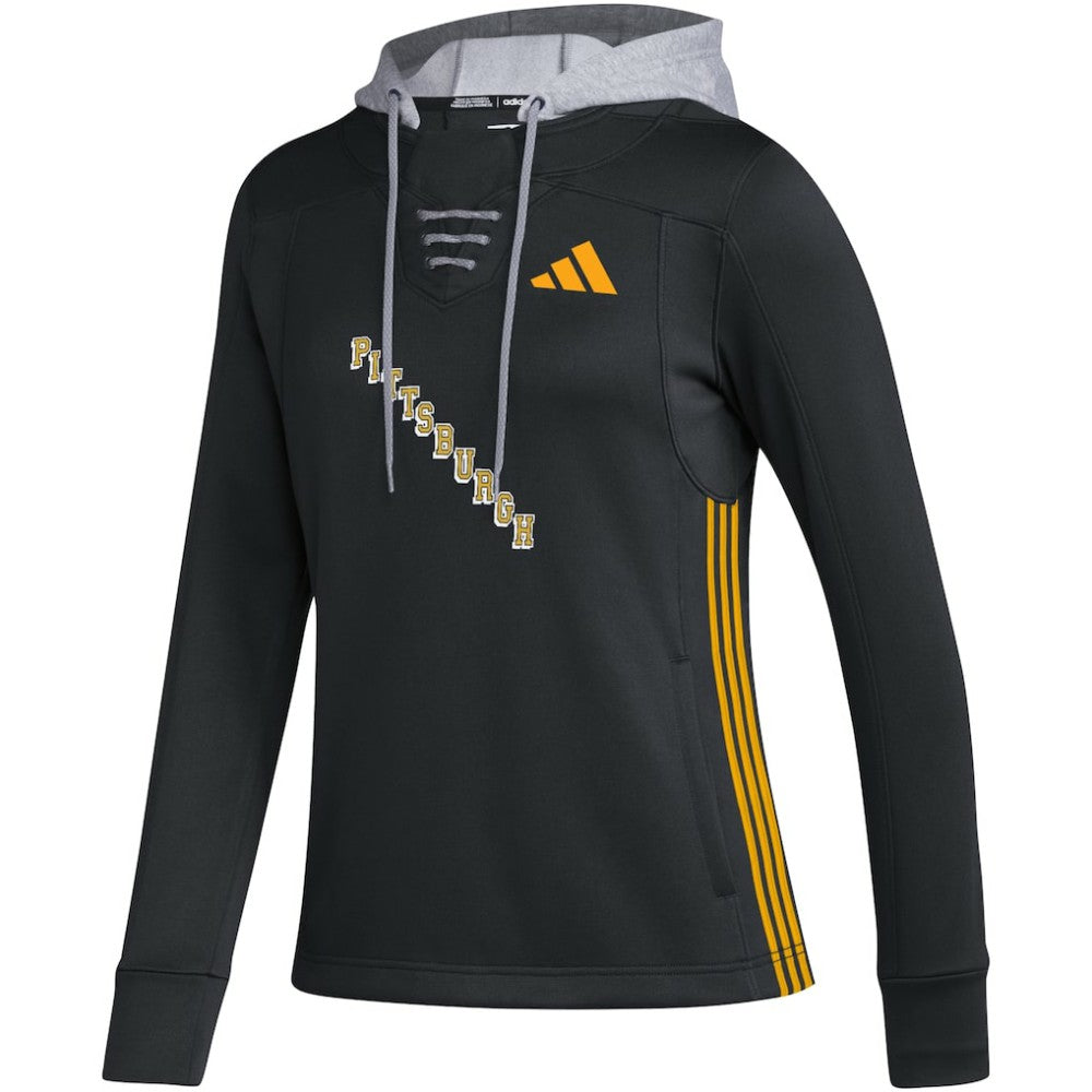 Pittsburgh Penguins adidas Women's Refresh Skate Lace AEROREADY Pullover Hoodie - Black - NHL 5260166
