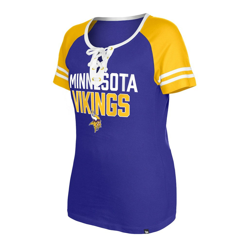 Minnesota Vikings New Era Women's Raglan Lace-Up T-Shirt Purple