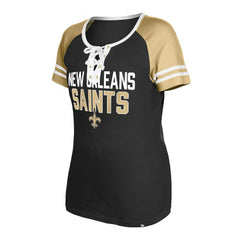New Orleans Saints New Era Women's Raglan Lace-Up T-Shirt Black