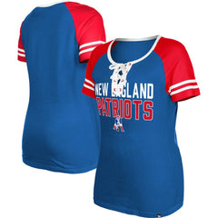 New England Patriots New Era Women's Throwback Raglan Lace-Up T-Shirt Royal