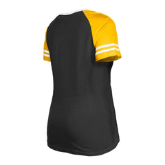 Pittsburgh Steelers New Era Women's Raglan Lace-Up T-Shirt Black