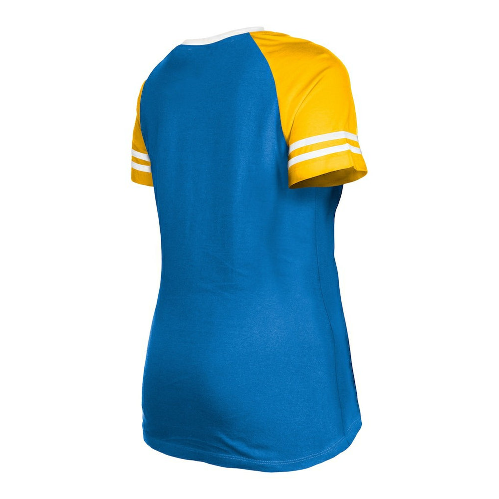 Los Angeles Chargers New Era Women's Raglan Lace-Up T-Shirt Powder Blue