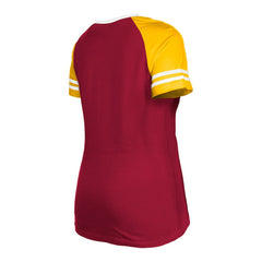 Washington Commanders New Era Women's Raglan Lace-Up T-Shirt Burgundy