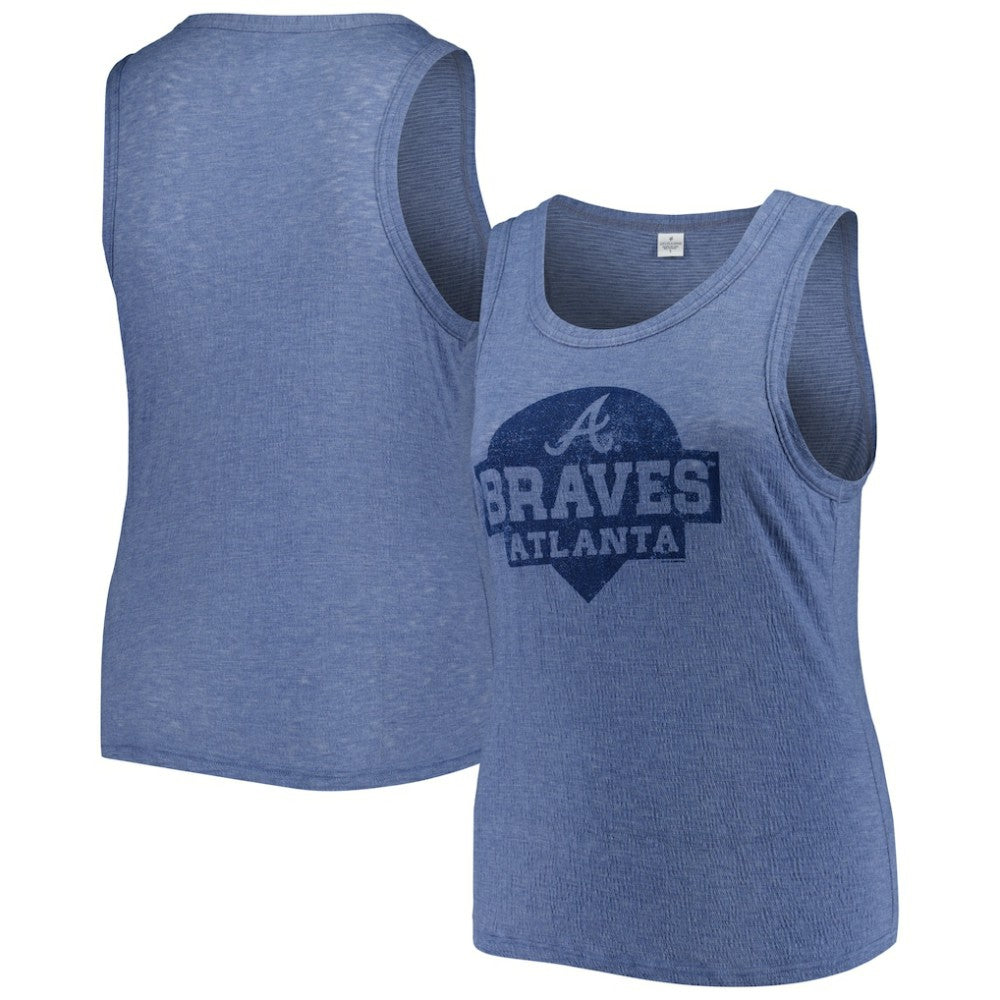 Atlanta Braves Soft as a Grape Women's Plus Size High Neck Tri-Blend Tank Top - Navy - MLB Sale