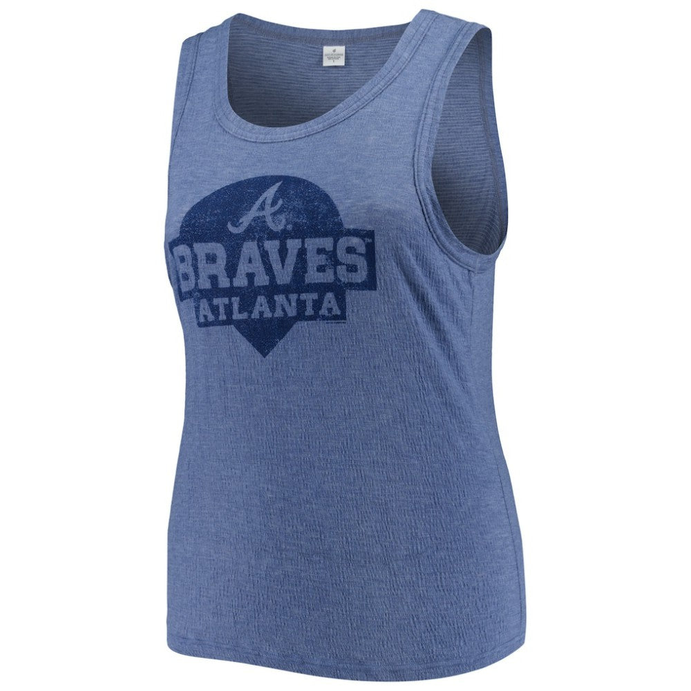 Atlanta Braves Soft as a Grape Women's Plus Size High Neck Tri-Blend Tank Top - Navy - MLB Sale