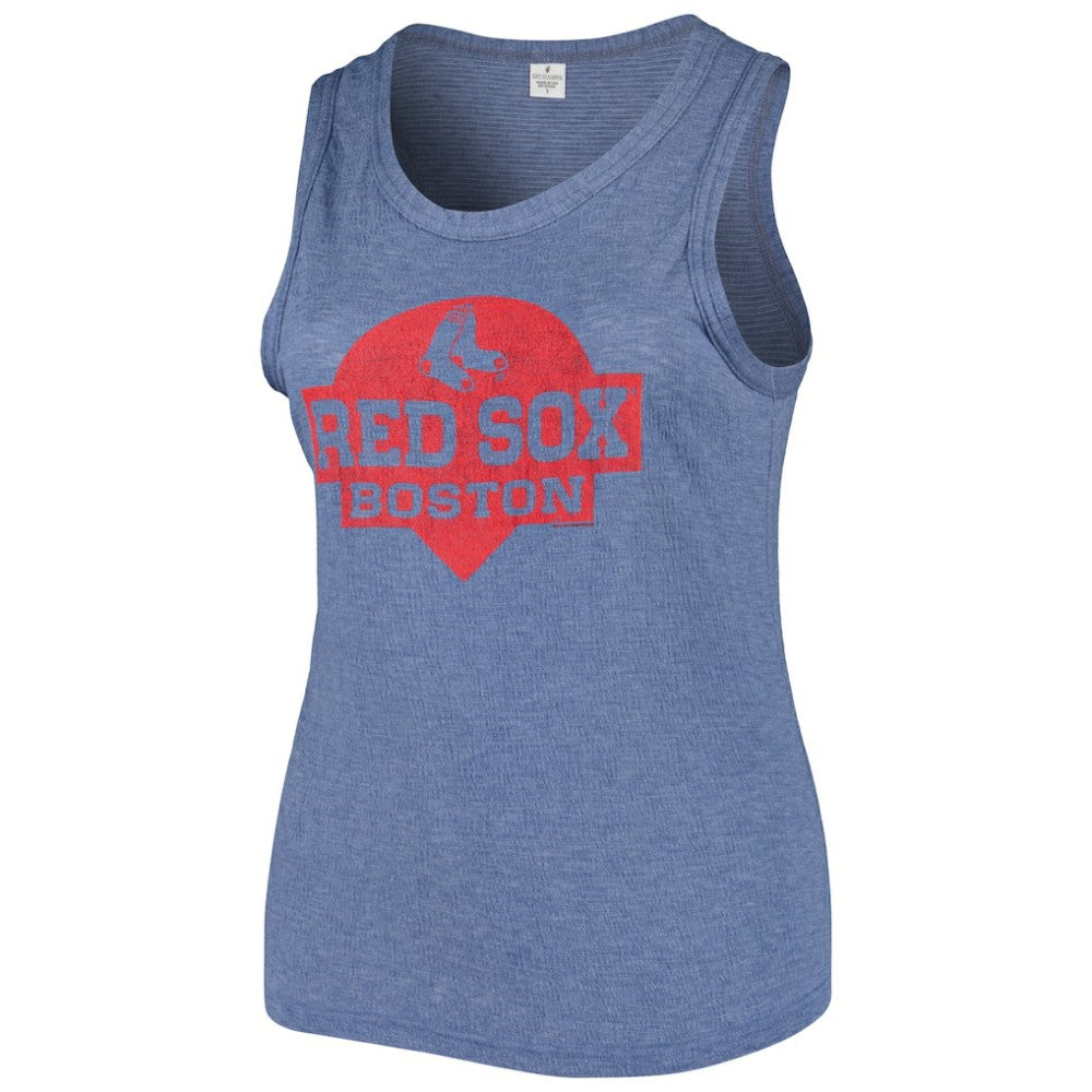 Boston Red Sox Soft as a Grape Women's Plus Size High Neck Tri-Blend Tank Top - Navy - MLB Discount