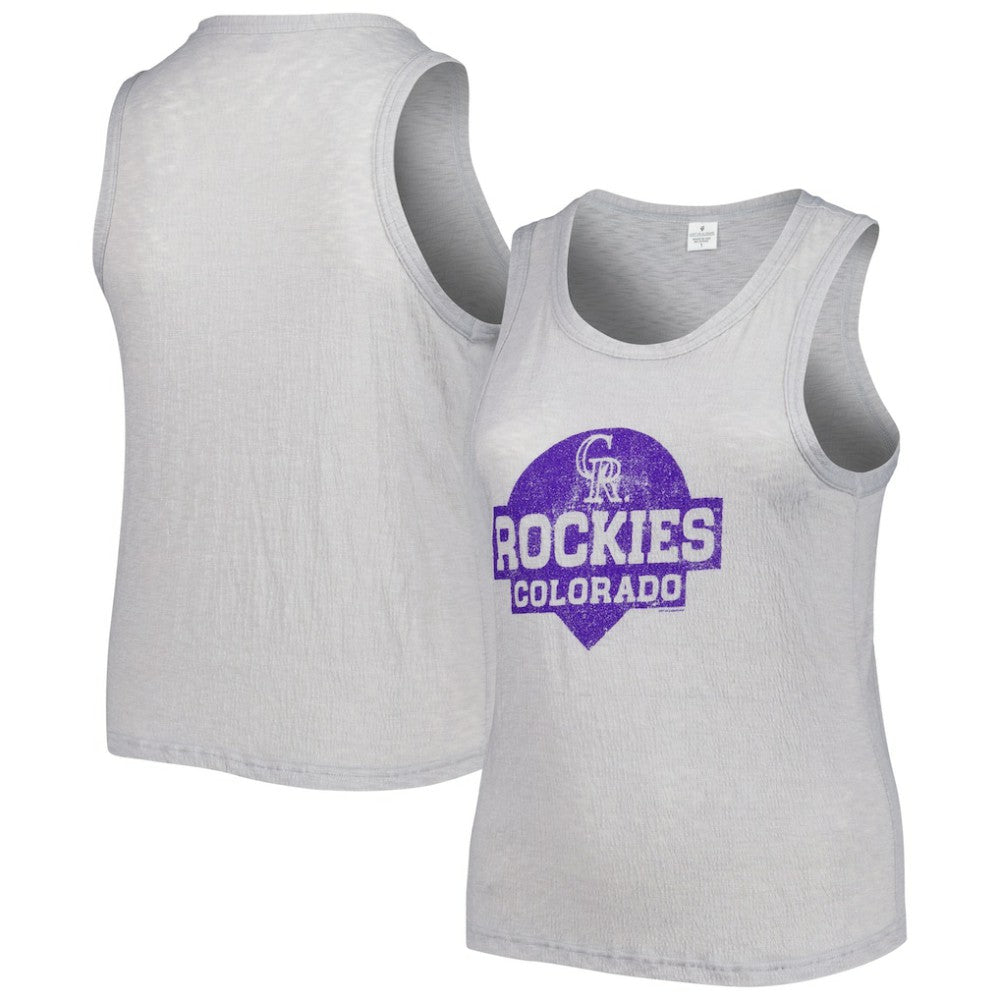 Colorado Rockies Soft as a Grape Women's Plus Size High Neck Tri-Blend Tank Top - Gray - MLB Online