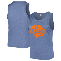Detroit Tigers Soft as a Grape Women's Plus Size High Neck Tri-Blend Tank Top - Navy - MLB Lifestyle