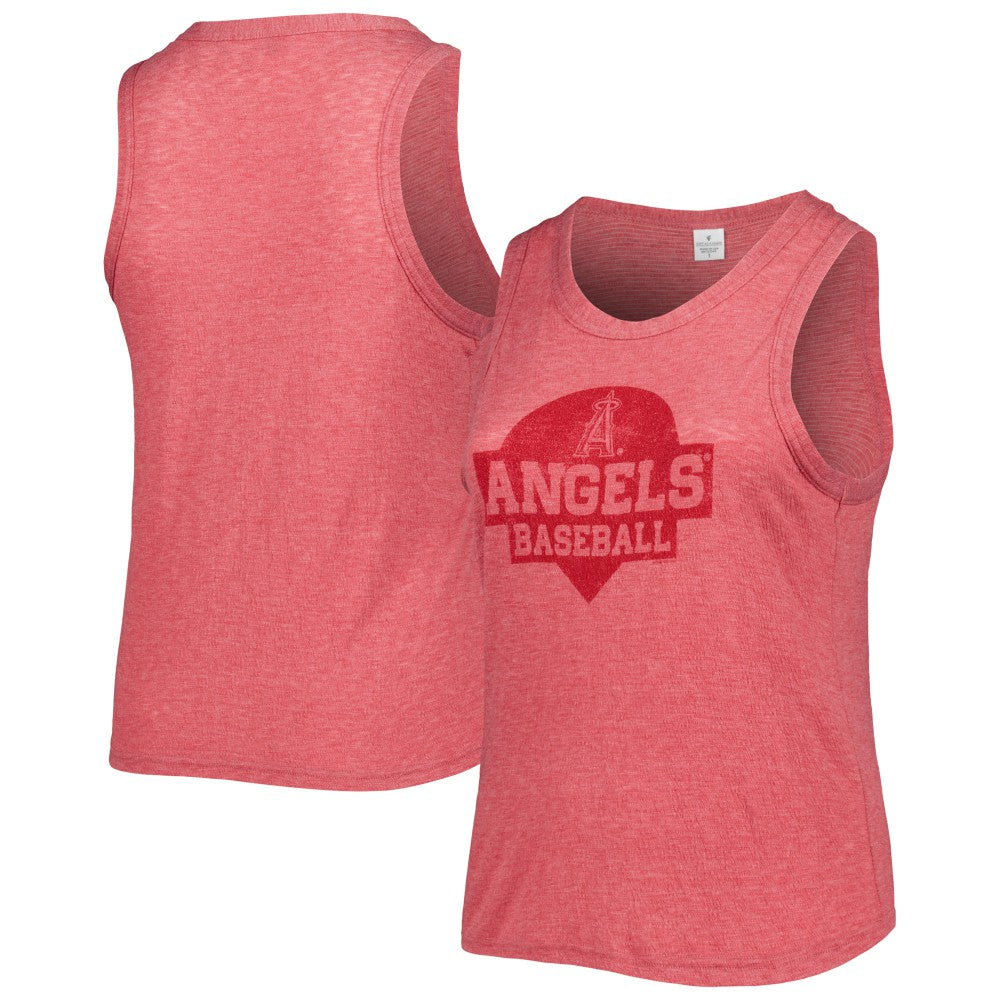 Los Angeles Angels Soft as a Grape Women's Plus Size High Neck Tri-Blend Tank Top - Red - MLB Lifestyle