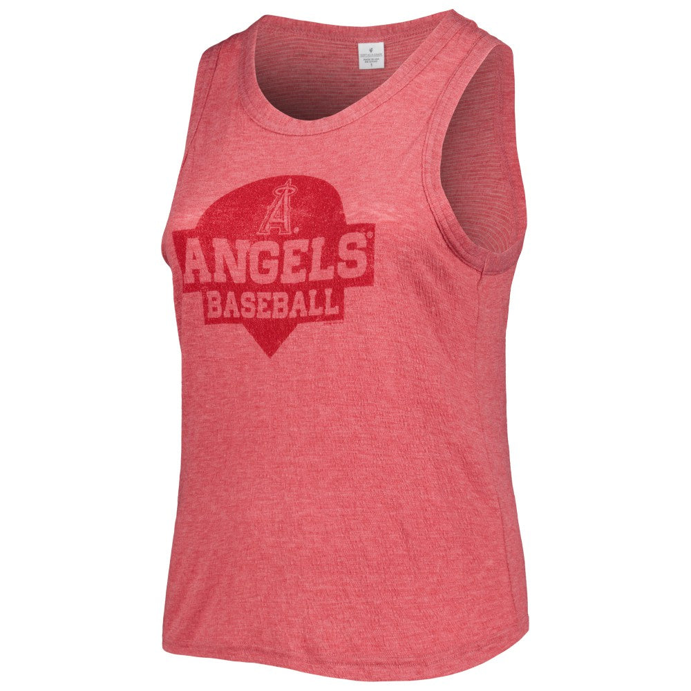 Los Angeles Angels Soft as a Grape Women's Plus Size High Neck Tri-Blend Tank Top - Red - MLB Lifestyle