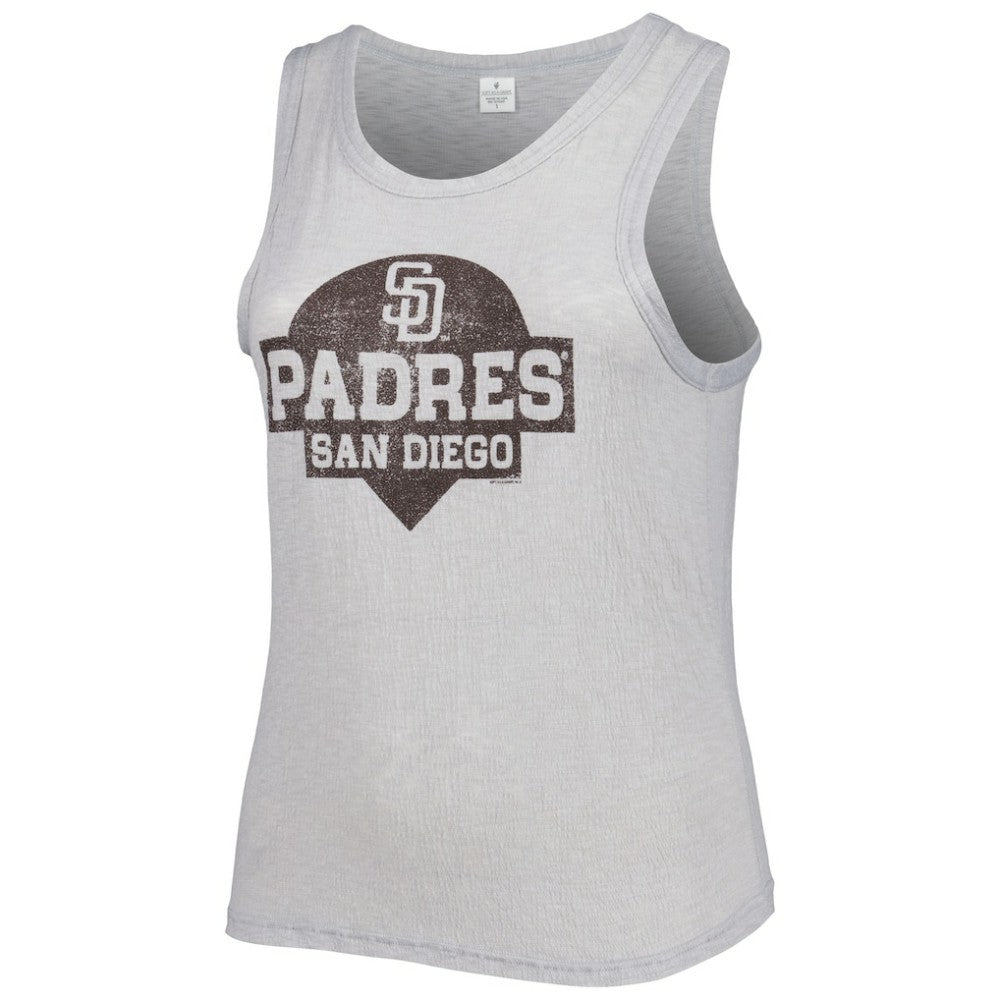 San Diego Padres Soft as a Grape Women's Plus Size High Neck Tri-Blend Tank Top - Gray - MLB Discount