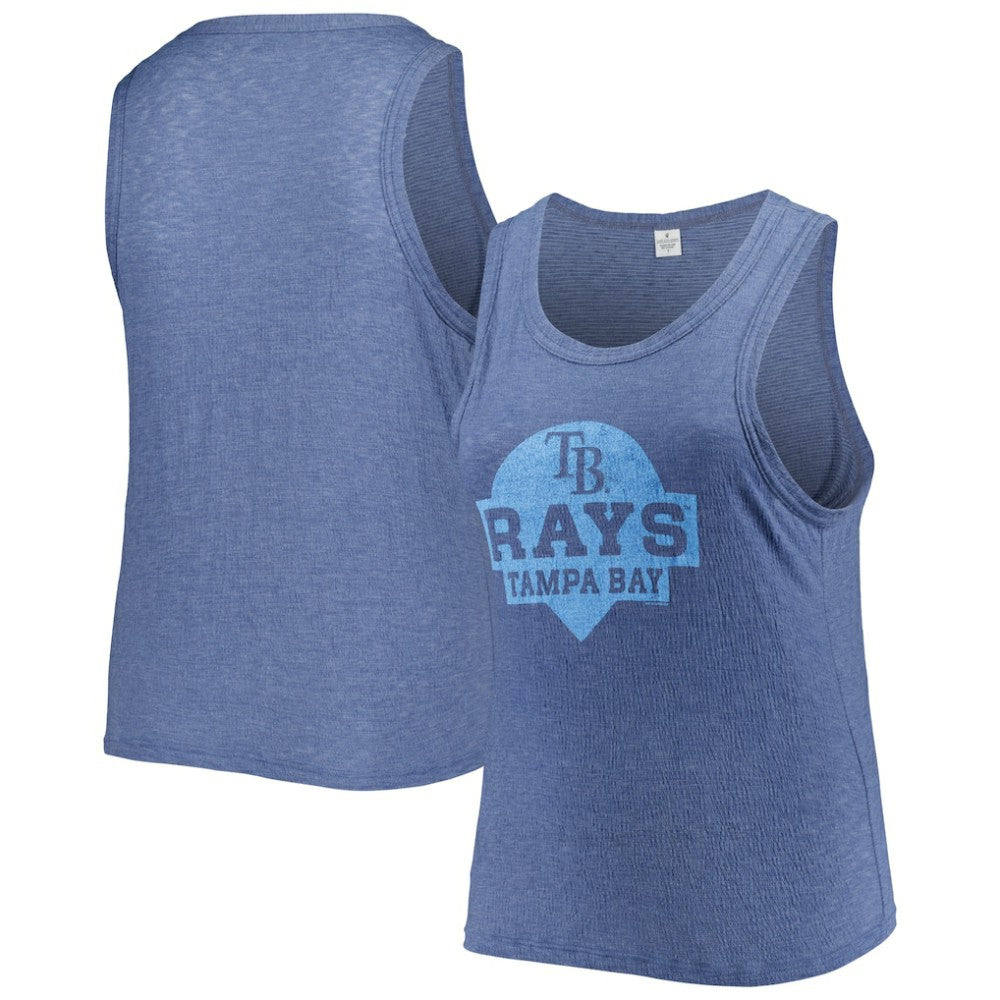 Tampa Bay Rays Soft as a Grape Women's Plus Size High Neck Tri-Blend Tank Top - Navy - MLB Sale